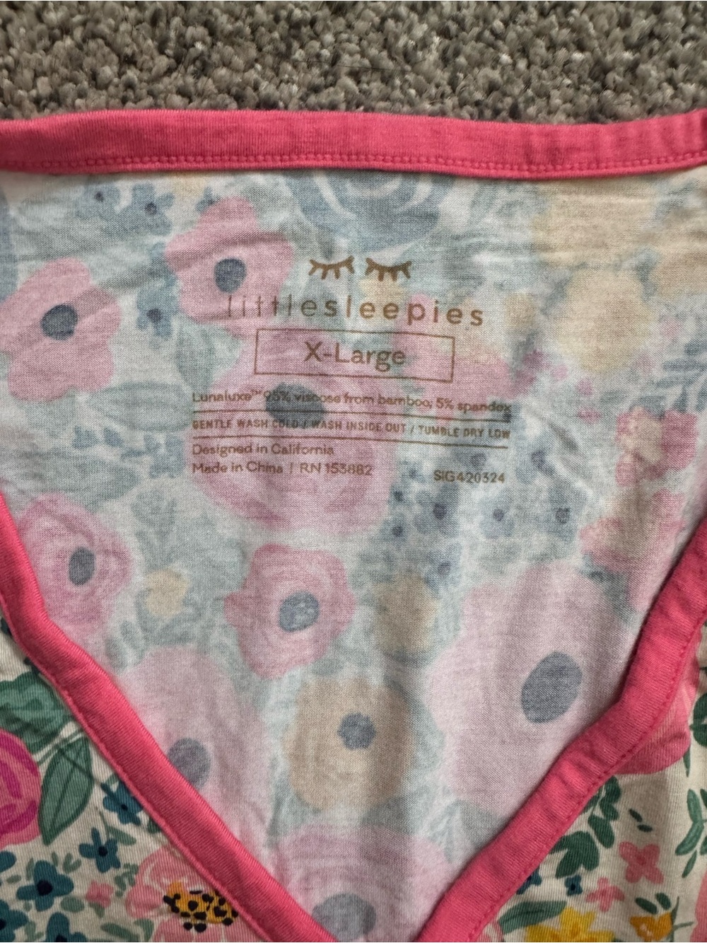Little Sleepies Pink Floral Long Sleeve Pajama Top - Picture 4 of 4